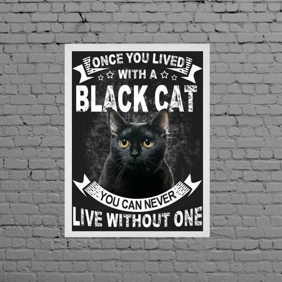 Imagem de Quadro Decorativo Black Cat 33x24cm - com vidro