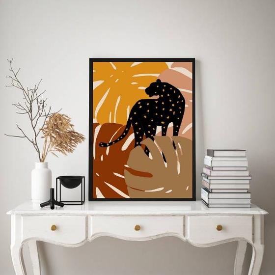 Imagem de Quadro Decorativo Boho - Leopardo 24x18cm - com vidro