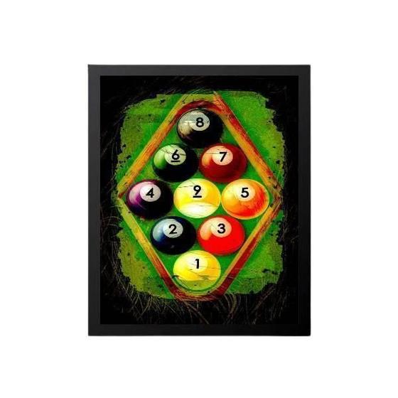 Imagem de Quadro Decorativo Bolas De Sinuca 33X24 Com Vidro - Preta