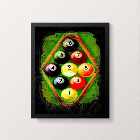 Imagem de Quadro Decorativo Bolas De Sinuca 45x34cm - com vidro