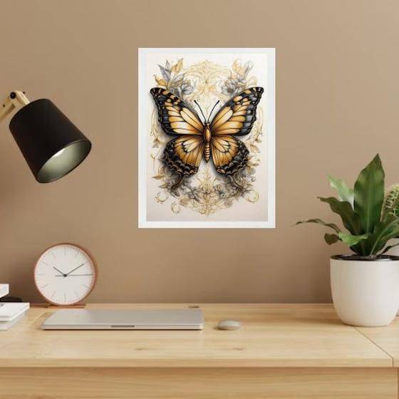 Imagem de Quadro Decorativo Borboleta Elegante 24x18cm - com vidro