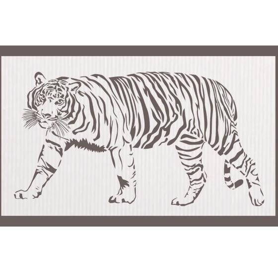 Imagem de Quadro Decorativo Branco Mdf Tigre 40X20Cm