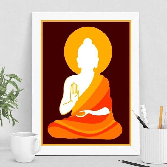 Imagem de Quadro Decorativo Buda Namastê 24x18cm Moldura Preta