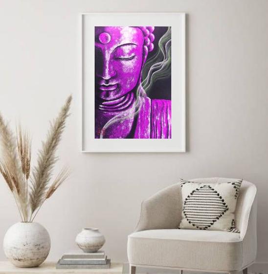 Imagem de Quadro Decorativo Buda Roxo - 60x48cm