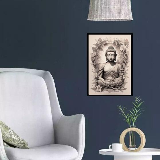 Imagem de Quadro Decorativo Buda Tons de Cinza 45x34cm