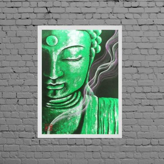 Imagem de Quadro Decorativo Buda Verde 24x18cm