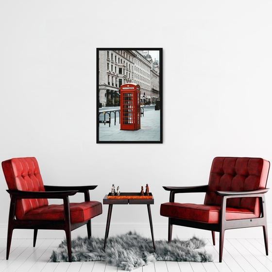 Imagem de Quadro Decorativo Cabine Telefonica Vermelha, Londres Moldura Caixa, Preta