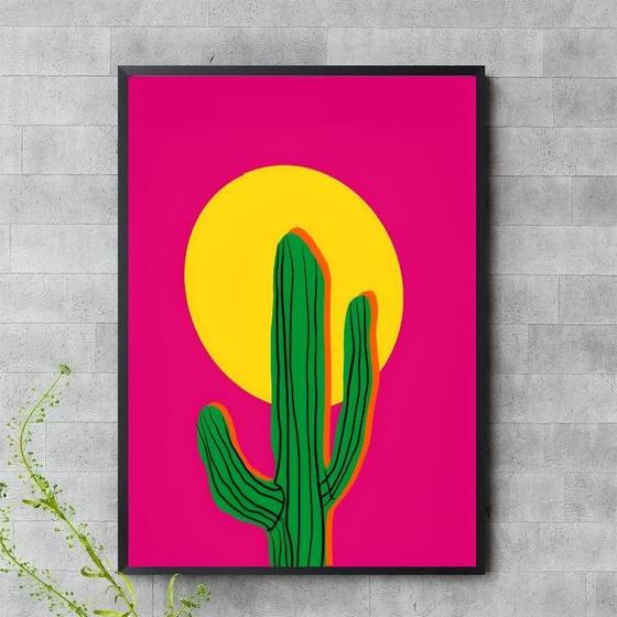 Quadro Decorativo Cacto Pink 45X34Cm - Quadros On-Line Imagem de Quadro Decorativo Cacto Pink 45X34Cm