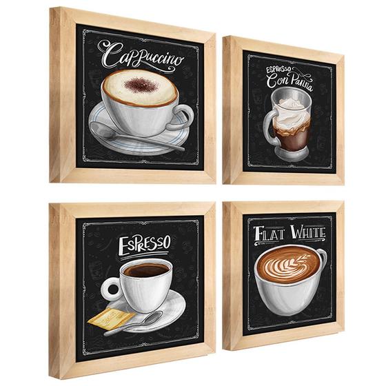 Imagem de Quadro Decorativo Café Expresso Padaria Cozinha 20x20cm 4 un