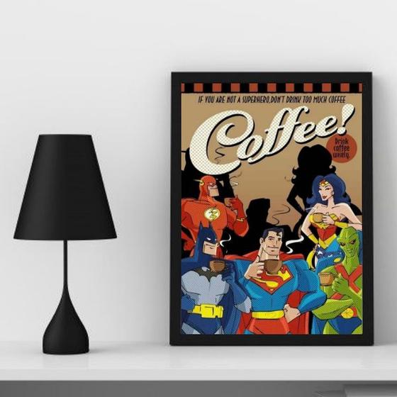 Imagem de Quadro Decorativo Café SuperHeróis 24x18cm - com vidro