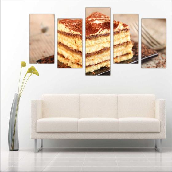 Imagem de Quadro Decorativo Cafeterias Tortas Café Padarias Bolos Gourmet Decorações Salas 5 peças com Moldura