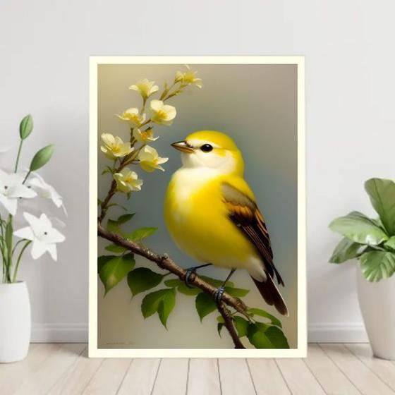 Imagem de Quadro Decorativo Canarinho Amarelo 33x24cm - com vidro