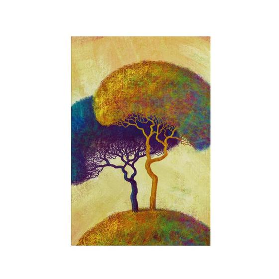 Imagem de Quadro Decorativo Canvas Árvores Amarelo Roxo Sala 75x50cm