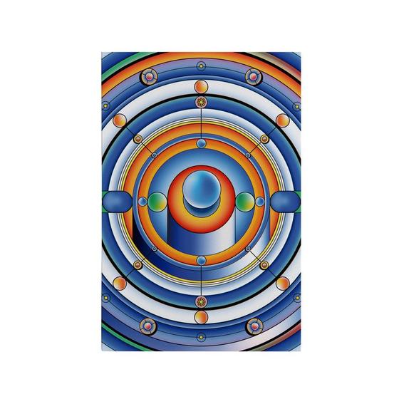 Imagem de Quadro Decorativo Canvas Circulos Formas Azul Laranja Verde