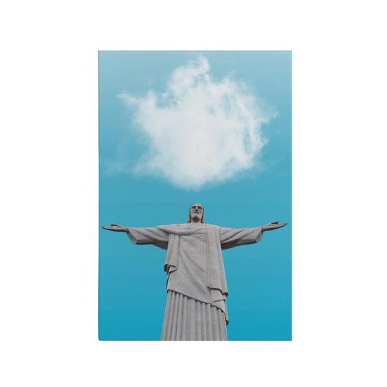 Imagem de Quadro Decorativo Canvas Cristo Redentor Céu Azul Nuvem Rio