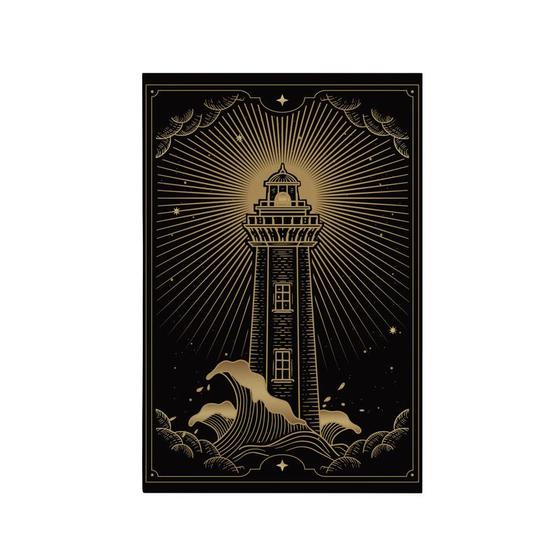 Imagem de Quadro Decorativo Canvas Farol Dourado Preto Listras Gold