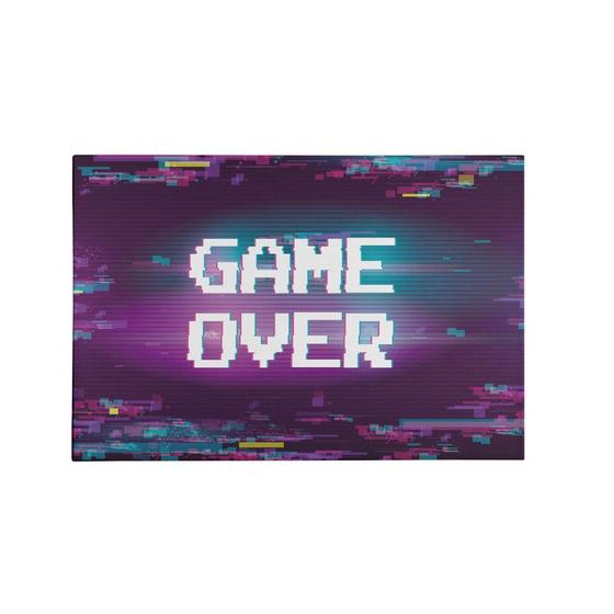 Imagem de Quadro Decorativo Canvas Game Over Pixels Roxo Azul 75x50cm