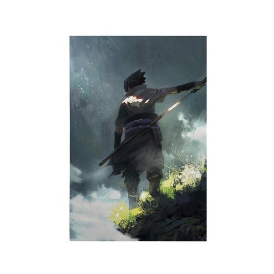 Imagem de Quadro Decorativo Canvas Sasuke Uchiha Efeito Pintura Ninja