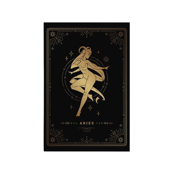 Imagem de Quadro Decorativo Canvas Signo Horóscopo Aries Preto Gold