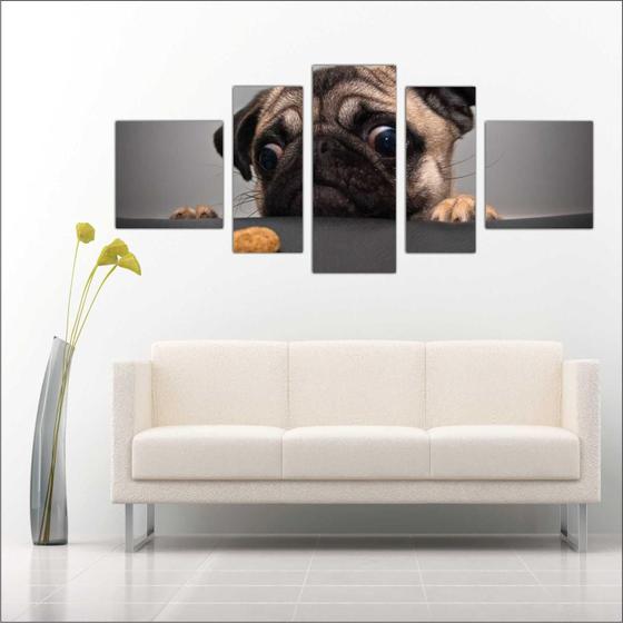 Quadro Decorativo Cão Pug Animais Pet Shop 5 Peças TT3 Menor preço em Quadro Decorativo Cão Pug Animais Pet Shop 5 Peças TT3