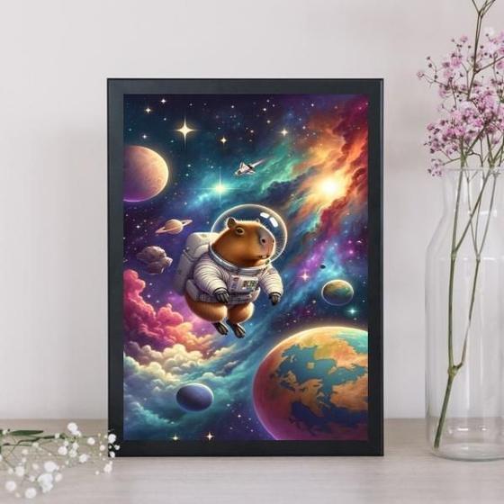 Imagem de Quadro Decorativo Capivara Astronauta 24X18Cm