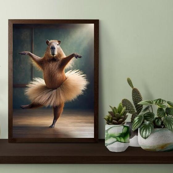 Imagem de Quadro Decorativo Capivara Balé 24x18cm - com vidro