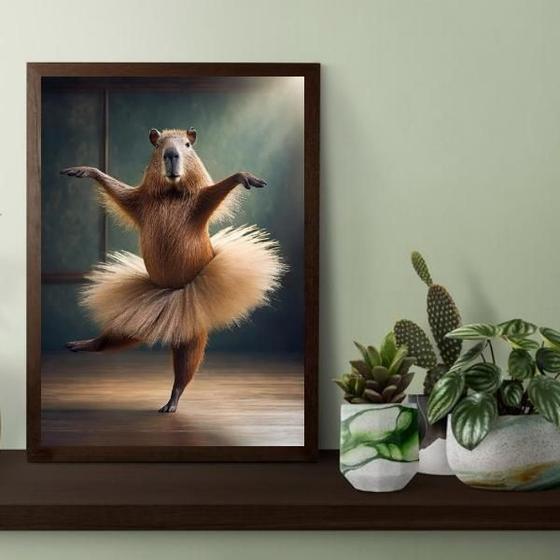 Imagem de Quadro Decorativo Capivara Balé 33X24Cm - Com Vidro