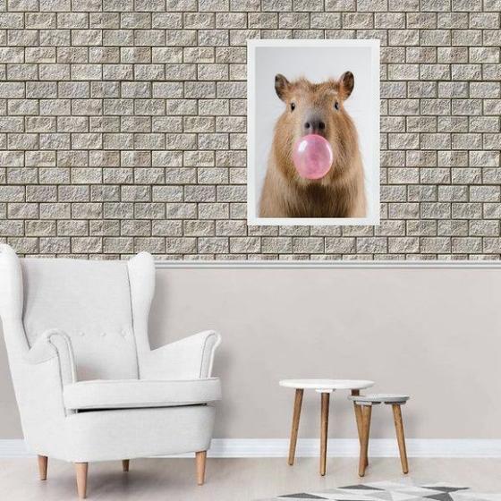 Imagem de Quadro Decorativo Capivara Bubble Gum 24x18cm - com vidro