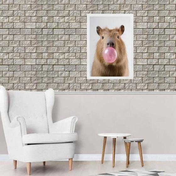 Imagem de Quadro Decorativo Capivara Bubble Gum 45X34Cm - Com Vidro