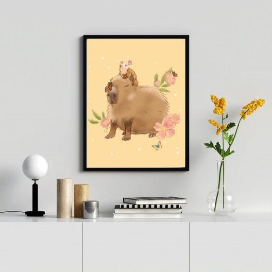 Imagem de Quadro Decorativo Capivara Desenho 24x18cm - com vidro