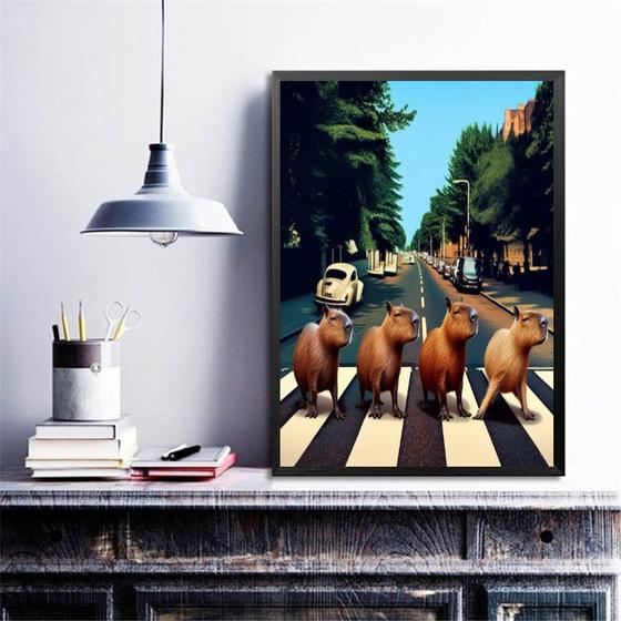 Imagem de Quadro Decorativo Capivaras Abbey Road 24x18cm - com vidro