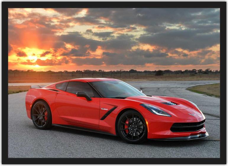 Imagem de Quadro Decorativo Carro Corvette Quartos Salas Decoração Com Moldura
