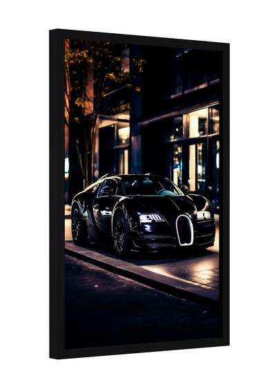 Imagem de Quadro decorativo - carro preto bugatti luxo cidade