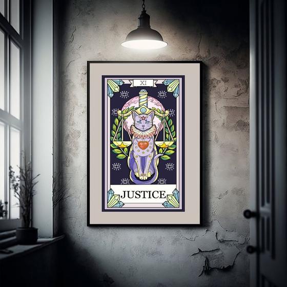 Imagem de Quadro Decorativo Carta Tarot Justiça Gato - 60x48cm