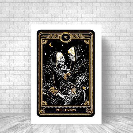 Imagem de Quadro Decorativo Carta Tarot The Lovers 45x34cm