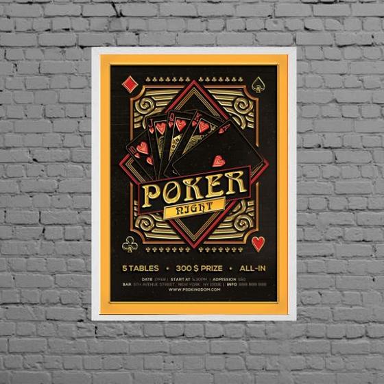 Imagem de Quadro Decorativo Cartaz Poker Night 45x34cm - com vidro