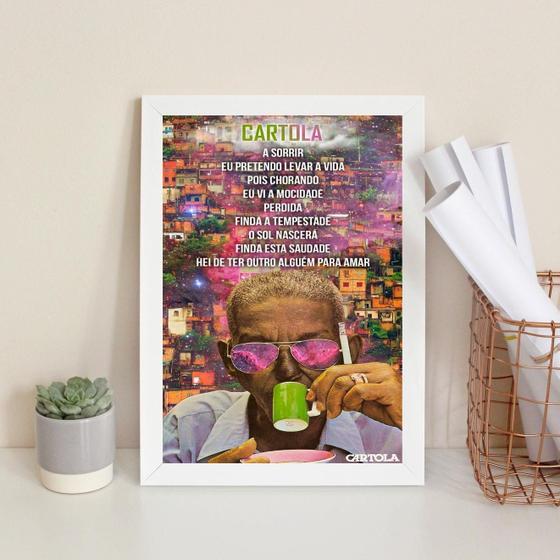 Imagem de Quadro Decorativo Cartola- Trecho Música 33X24Cm - Com Vidro