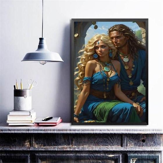 Imagem de Quadro Decorativo Casal Ciganos 24X18Cm - Com Vidro