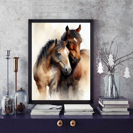 Imagem de Quadro Decorativo Casal De Cavalos 24x18cm