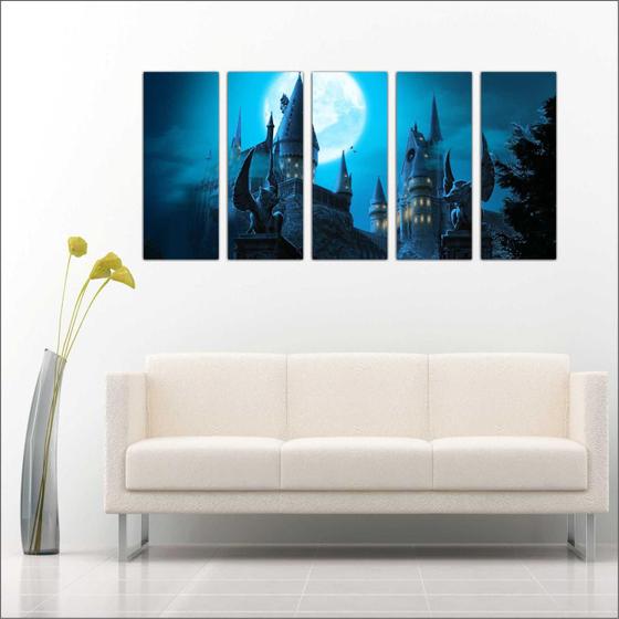 Imagem de Quadro Decorativo Castelo De Hogwarts Harry Potter Mosaico 5 Peças GG1