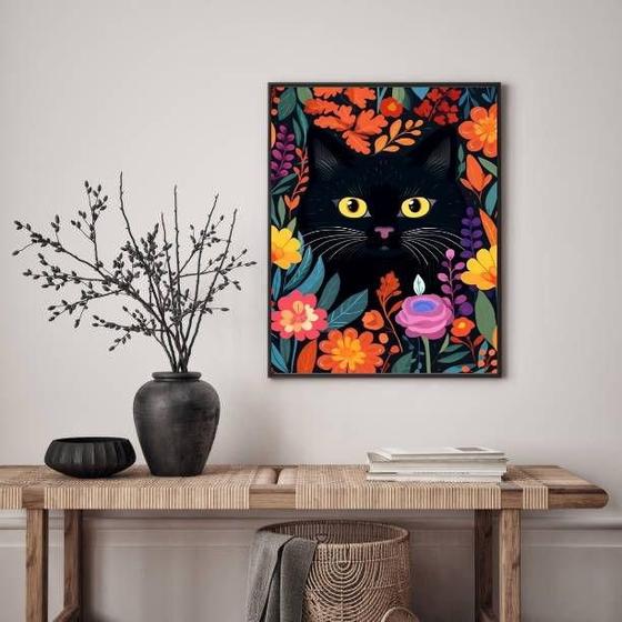 Imagem de Quadro Decorativo Cat In The Garden 45X34Cm - Com Vidro