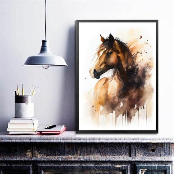 Imagem de Quadro Decorativo Cavalo- Aquarela 24X18Cm