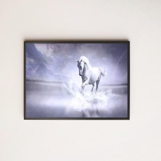 Imagem de Quadro Decorativo Cavalo Branco 33x24cm - com vidro