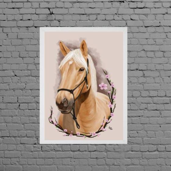 Imagem de Quadro Decorativo Cavalo Com Flores 24x18cm - com vidro