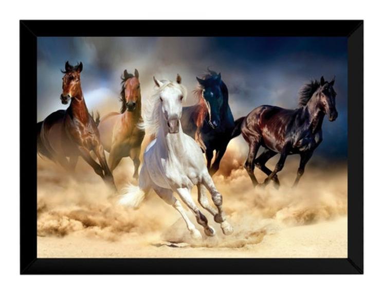 Imagem de Quadro Decorativo Cavalos Selvagens Equinos Paisagem