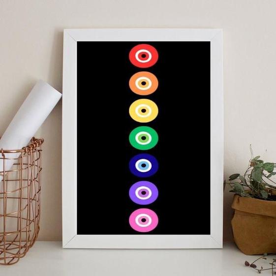 Imagem de Quadro Decorativo Chakras Olho Grego 33X24Cm - Com Vidro