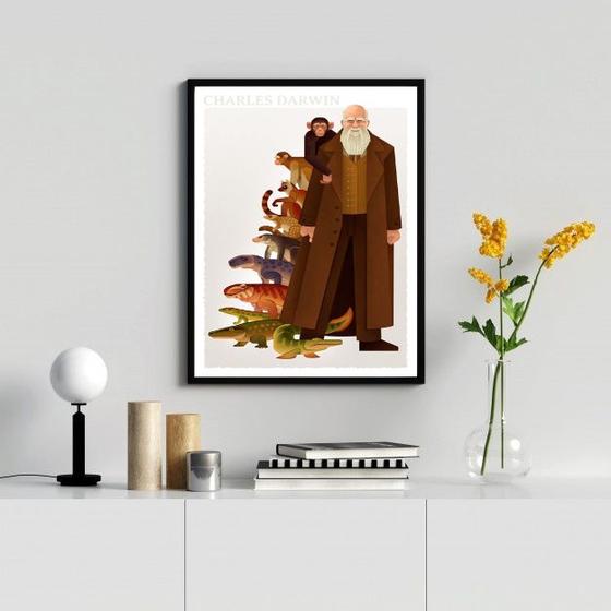 Imagem de Quadro Decorativo Charles Darwin 45x34cm - com vidro