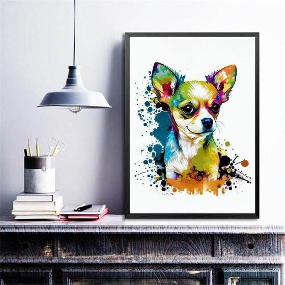 Imagem de Quadro Decorativo Chihuahua Aquarela 24X18Cm - Com Vidro