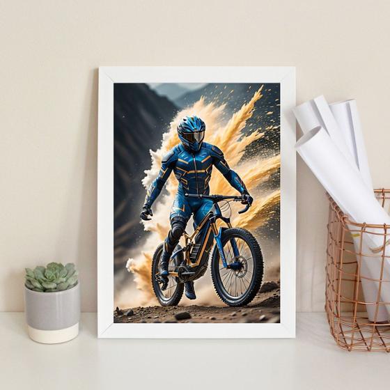 Imagem de Quadro Decorativo Ciclista- Mountain Bike 24x18cm - com vidro