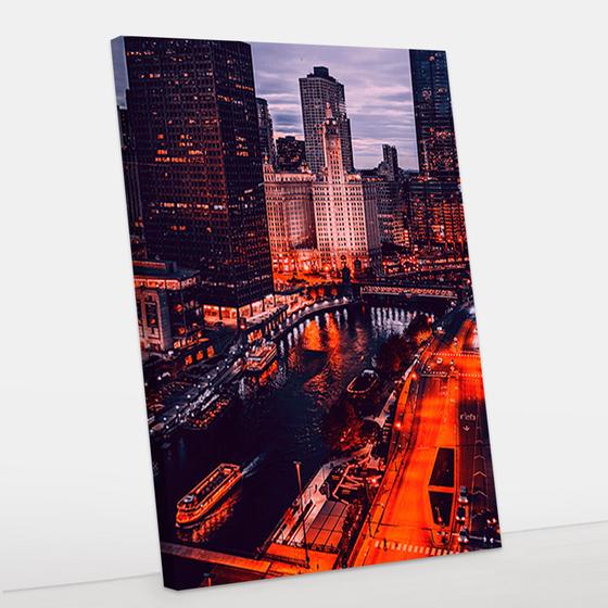 Imagem de Quadro Decorativo Cidade Noturna Canvas 60x90 - Foto Paulista